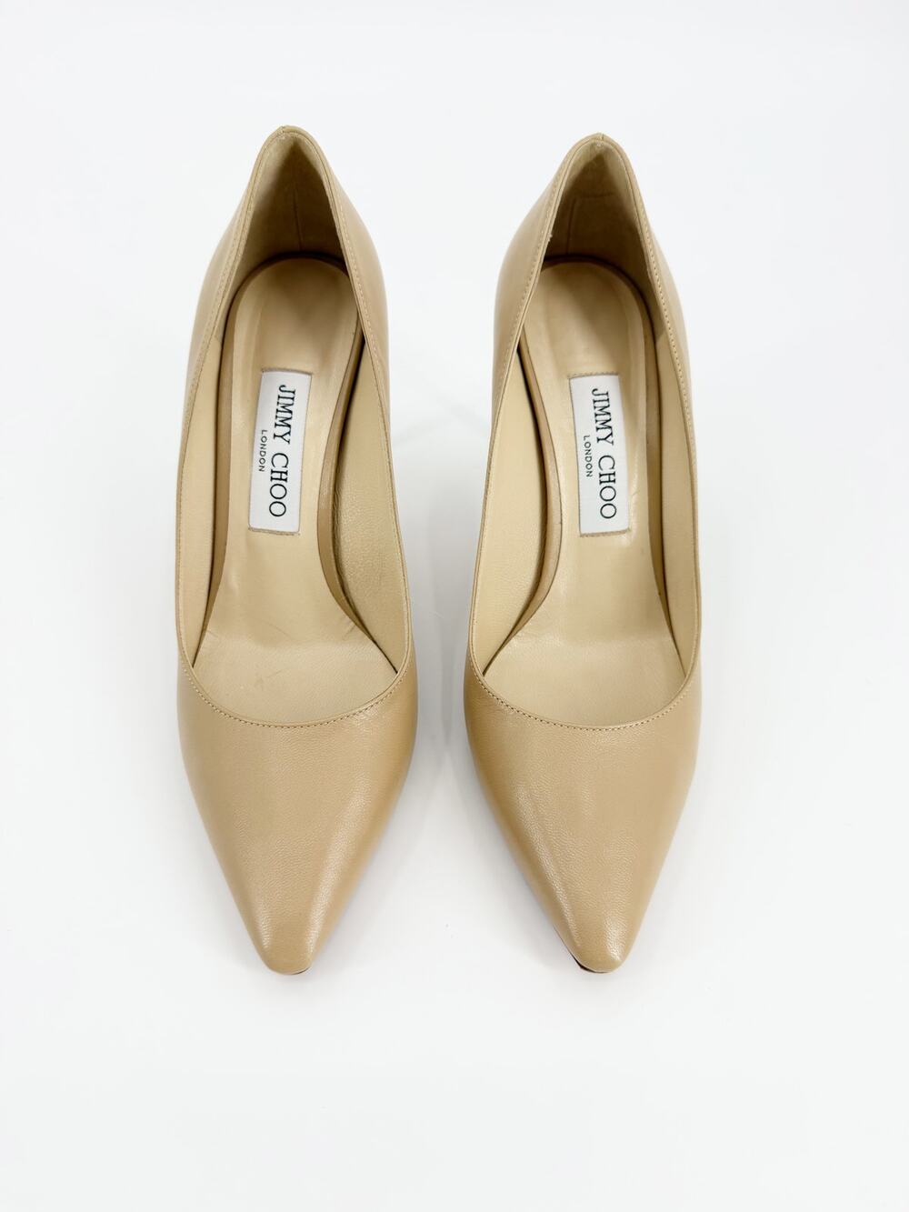 Jimmy Choo Romy 85 Tan Nude Leather Pointed Toe Stiletto Pumps 38.5 EU 8.5 Bag